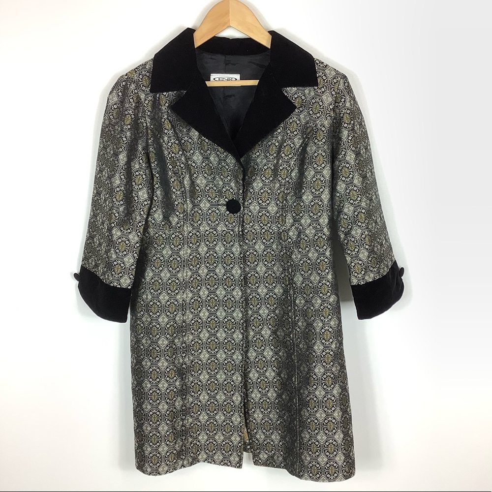 ENR Long Dress Coat Blazer Velvet & Brocade